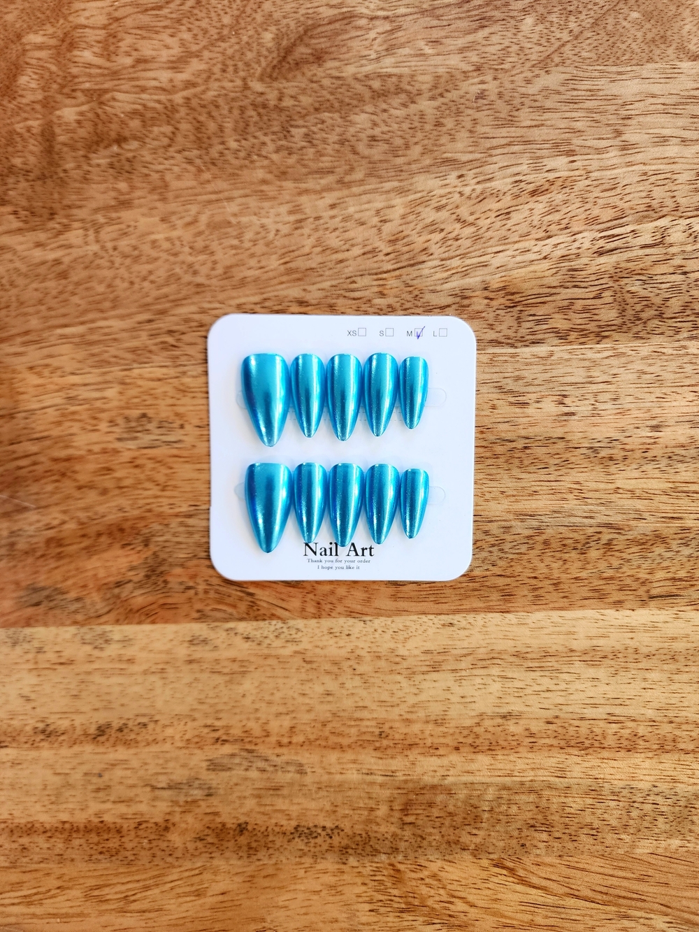 Metallic Blue Stiletto Press-On Nails